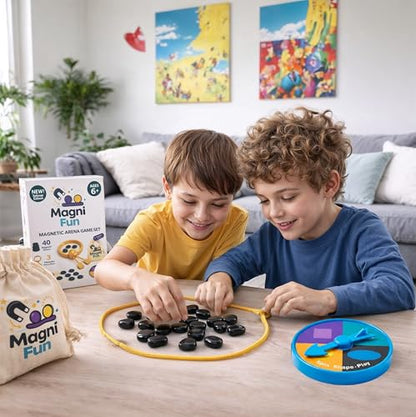 Magnetic Chess Game, Magnet Game with String, Spinner & 40 Magnetic Stones, 2-4 Player Strategy Board Game for Kids, Teens & Adults, Family Game Night, Tabletop Activity for Travel, Party & Camping