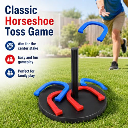 2in1 Horseshoe Ring Toss Game Set Lightweight PP Plastic for Kids Adults Yard Lawn Indoor Outdoor