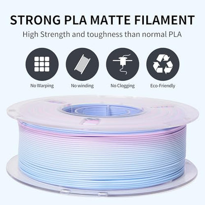 RAMBERY 3D Printer PLA Filament Matte Rainbow PLA Filament for Most FDM 3D Printer, 1.75mm 1kg(2.2lb), Matte Rainbow Blue-Red - color: B-matte Rainbow Blue-red, size: 1kg