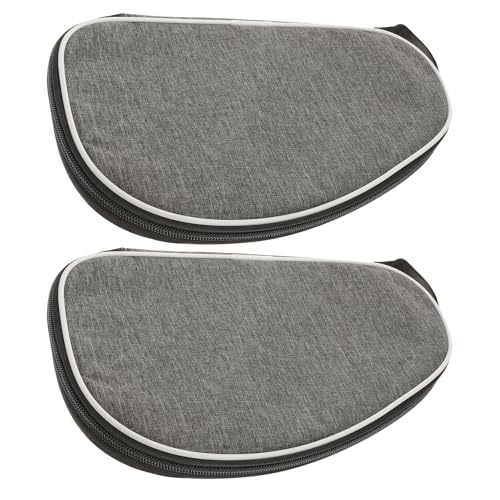 DOITOOL Table Tennis Racket Carrying Bag with Zipper Grey Shell Case, Protective Storage Case for 2 Paddles and Balls, Portable Sport Equipment Organizer for Outdoor Use