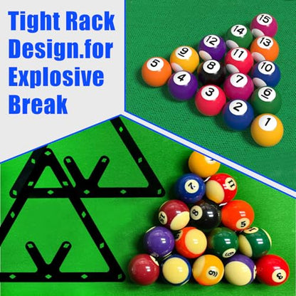 Magic Ball Rack Set - 4 Pcs Billiards Triangle Rack Holder for 8-Ball, 9-Ball, 10-Ball & Snooker, Flexible Ball Rack Sheet Billiards Balls Holder Triangle Cue Accessorie