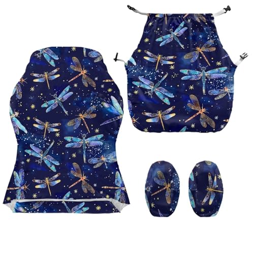 Suobstales Dragonfly Star Pattern Stretchable Gaming Chair Cover, Washable Anti-Scratch Slipcover with Armrest Protection, Cat Scratch Proof for Office and Computer Chairs - color: Dragonfly Star