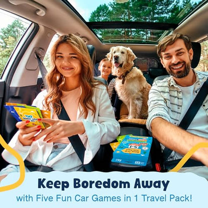 WELL BALANCED 5-in-1 Road Trip Games for Kids Ages 4-8 – Car Games, Riddles, Trivia, Scavenger Hunt – Car Ride Essentials for Screen-Free Fun – Road Trip Activities for Kids