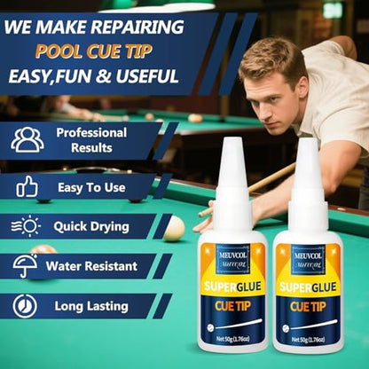 Pool Cue Tip Glue 100g, Quick Dry Billiard Cue Tip Glue for Pool Stick, Heavy Duty Super Adhesive for Snooker Cue, Pool Cue Accessories - No Tip Clamp Needed - size: 100g