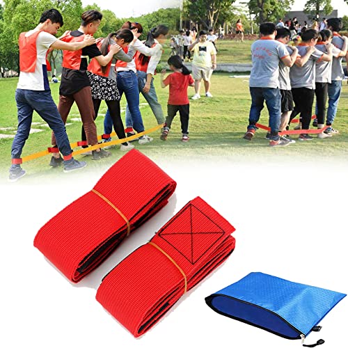5 Legged Race Bands, Field Day Games for Adults and Kids Picnic Family Reunion Backyard Games Team Building Games, Giant Games for Yard, Lawn, Camping, Beach (Red) - color: Red