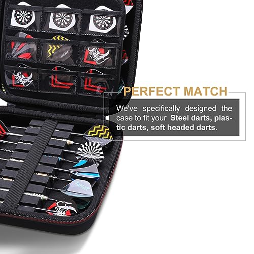 LTGEM Darts Case Compatible with All Specifications of Darts Steel Tip and Soft Tip Darts, Plastic Darts, Holds 18 Darts and Extra Accessories, Tips, Shafts and Flights(Only Case)
