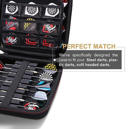 LTGEM Darts Case Compatible with All Specifications of Darts Steel Tip and Soft Tip Darts, Plastic Darts, Holds 18 Darts and Extra Accessories, Tips, Shafts and Flights(Only Case)