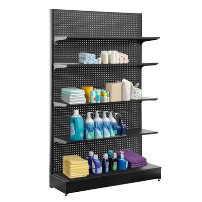 Eastern Tree Pegboard Display Stand, 4x6.5 Feet Gondola Retail Shelving Wall Display for Convenient Grocery Office Supply or Retail Stores, Standing Peg Board Display Rack with 30 Hooks, No 4 Shelves - size: 1 Unit 4 x 6.5 Feet