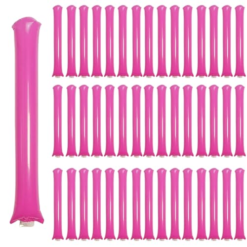 48pcs Round Head Boom Sticks Thunder Sticks Cheering Sticks Team Spirit Plastic Cheerleading Spirit Stick Clapper Inflatable Noise Maker Sports Supply (Pink) - color: Pink