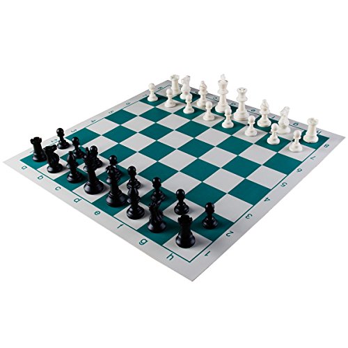 Amerous Chess Set 17" x 17" Roll-up Travel Chess in Carry Tube with Shoulder Strap Easy to Carry for Beginner and Kids