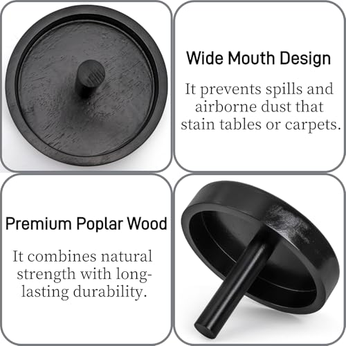Pumtus Wood Cone Talc Bowl, Tabletop Cone Chalk Holder, Black Pool Hand Chalk Organizer, Portable Billiard Chalk Bowl, Pool Sports Accessories for Billiards Table,Game Room