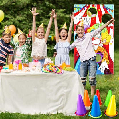JOYIN 31PCS 3 in 1 Games, Easter Ring Toss Yard Set, Bean Bags, Cones - Outdoor Toys for Toddlers & Kids, Children's Indoor Play, Family Fun, Kids Party Cornhole Set, Lawn Games