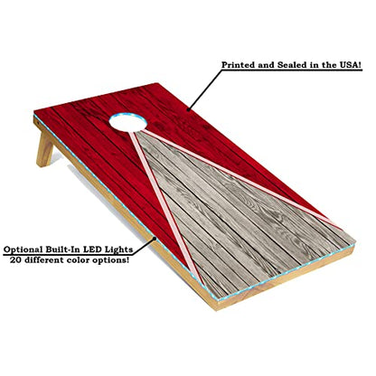 Tailgating Pros Cornhole Boards - 4'x2' Regulation Boards w/Carrying Case, Score Keeper, & Set of 8 Corn Filled Bags w/Tote - size: 4'x2' Boards w/ LED Ring Lights, style: Pyramid Design