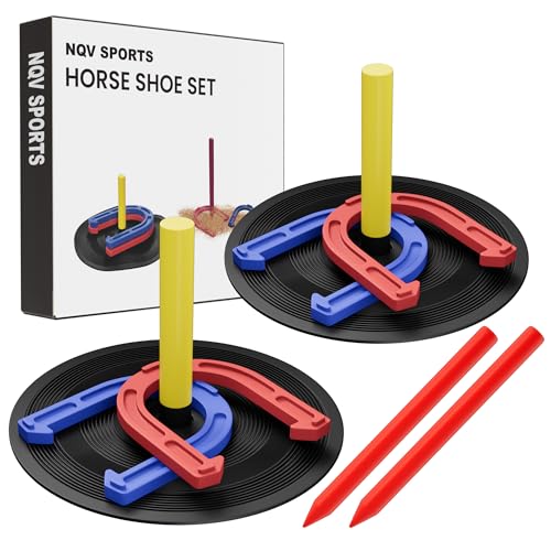NQV Horseshoe Outside Game, Horse Shoe Game Kit, Horseshoe Set for Kids Adults. - style: indoor outdoor horseshoe set