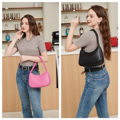 CYHTWSDJ Shoulder Bags for Women, Cute Hobo Tote Handbag Mini Clutch Purse with Zipper Closure - color: Braid White