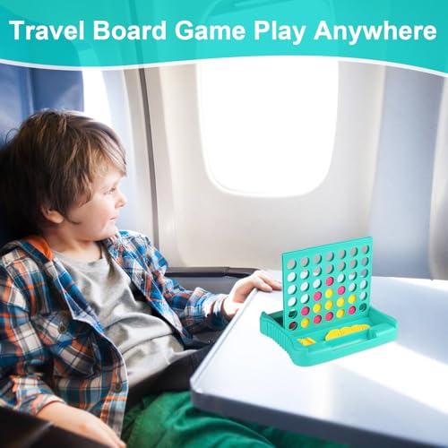 4 in a Row Connect Game, Travel Board Games for Kids Adults, Get 4 in a Row to Win - 9 x 7.4 inches (Green) - color: Green