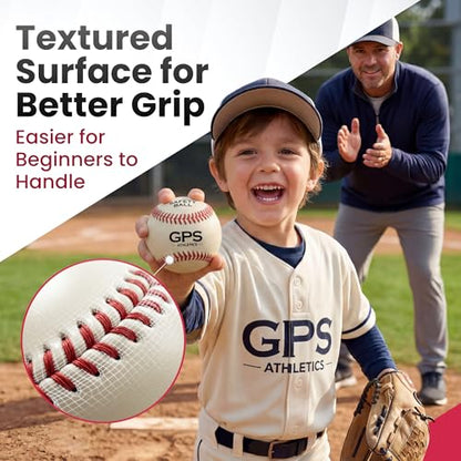 GPS Athletics Soft Practice Baseballs for Kids – Low Impact Safety Training Baseballs for Youth Baseball Practice & Indoor Training, Durable Soft Baseballs with Raised Seams, 6 Pack