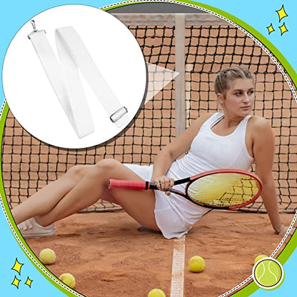 2 Pack Tennis Net Center Strap with Stainless Steel Buckle, Court Anchor Strap for Tournament Training