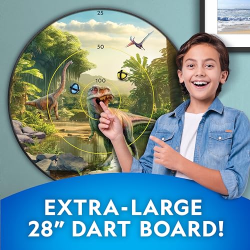 National Geographic Kids Glow in The Dark Dart Board for Kids - Dart Ball Game Set with 28" Reversible, Glowing Dartboard and Sticky Balls, Indoor Games - style: Glowing Dartboard Set
