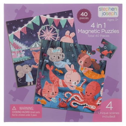 Stephen Joseph, 4 in 1 Magnetic Puzzles with 40 Pieces – Fun Game for Road Trips, Screen-Free Play, Travel Game for Kids, Magnetic On The Go Activity Set, Fairytale