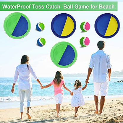 Jalunth Ball Catch Set Game Toss Paddle Beach Toys Back Yard Outdoor Games Pool Backyard Target Throw Sticky Mitt Set Age 3 4 5 6 7 8 9 10 11 12 Years Old Boys Girls Kids Easter Gifts Pink Blue 2 Pack - color: Pink+blue 4 Pack