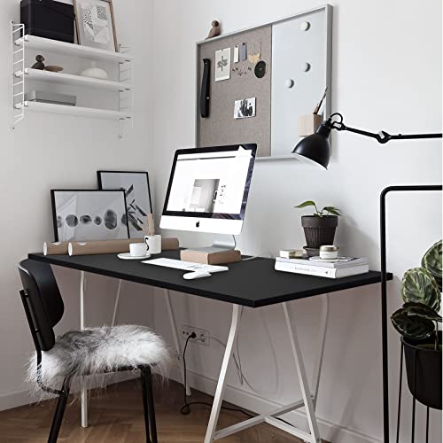 Kaboon Universal Table Top 27.5" D x 55" W, Solid One-Piece Wood Desktop, Universal Wood Countertop, Reversible Melamine Top, Double Desks, Laundry Folding Table, L-Desk, Black - color: Black, size: 55x28
