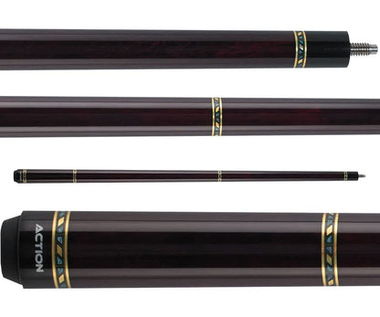Action VAL24 Value Series Pool Cue - 58" Cue - Hard Maple Shaft with 13mm Boar Skin Tip - Dark Chocolate with Silver Rings - size: 19oz