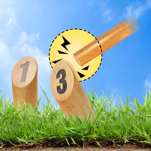 GSE Games & Sports Expert Wooden Throwing Game, 12 Numbered Block Toss Yard Game/Kubb Yard Game Set with Carrying Bag for Outdoor Backyard Lawn, Park with Family and Friends - color: Numbered Game Set