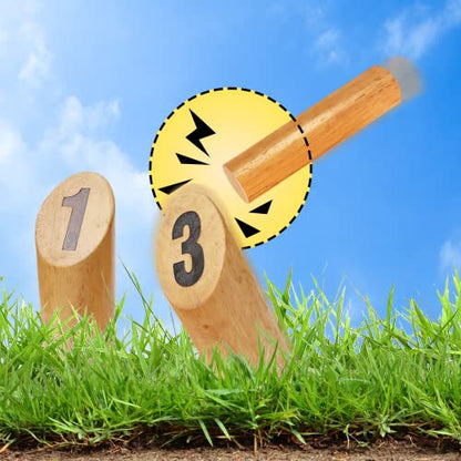 GSE Games & Sports Expert Wooden Throwing Game, 12 Numbered Block Toss Yard Game/Kubb Yard Game Set with Carrying Bag for Outdoor Backyard Lawn, Park with Family and Friends - color: Numbered Game Set