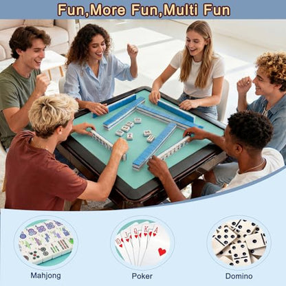 Drydiet Vegan Leather Mahjong Game Mat 31.5 x 31.5 Inch Reversible Anti Slip Noise Reducing Waterproof Mahjong Mat for Table, Poker, Board Games, Dominoes and Card Game(Mint Green and Dusty Blue) - color: Mint Green and Dusty Blue