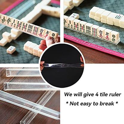 drizzle White Travel Mini Mahjong Set 20mm with Instructions - Portable 146 Tiles - for Beginners with 4PCS Racks 2 Pounds - Chinese Mah-Jong Game 麻将 - size: White