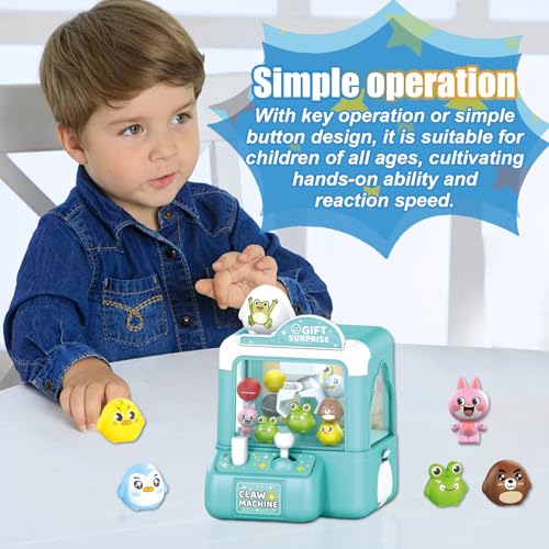 Mini Claw Machine for Kids Small Vending Machine Toys Adorable Animal Theme Arcades Game Party Toy Birthday Gifts for Children,3.7X5.1in - color: Green