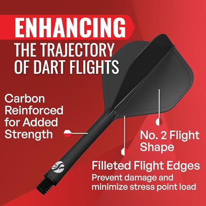 Shot! Darts Flight Deck One Piece Dart Flight and Shaft System, Reduced Deflections, Standard Shaped Flight (350 Micron) Available in Set of 3 - color: Black, size: Inbetween
