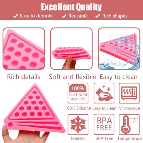 Mini Billiard Balls Set Resin Casting Mold, Pool Table Triangle Ball Rack Silicone Molds for Cake Decoration Candy Cupcake Topper Cake Polymer Clay Crafts Epoxy Resin