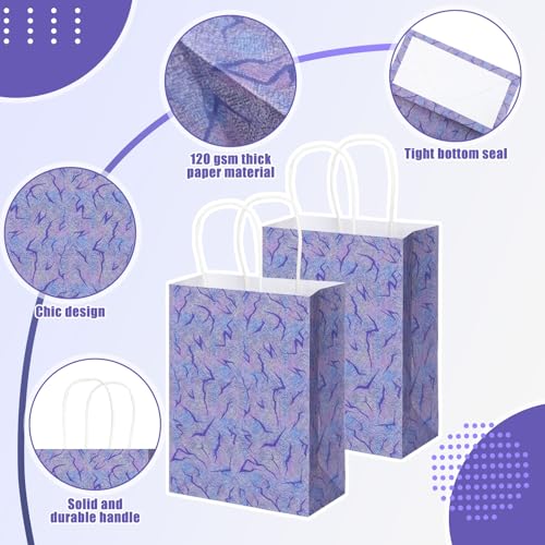 Kolldenn 48 Pcs Kpop Theme Goodie Bags Purple Lightning Crack Print Party Favors Gift Paper Bags with Handles Candy Treat Pouch for Anime Korean Kpop Birthday Party Decorations Supplies - style: Kpop