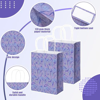 Kolldenn 48 Pcs Kpop Theme Goodie Bags Purple Lightning Crack Print Party Favors Gift Paper Bags with Handles Candy Treat Pouch for Anime Korean Kpop Birthday Party Decorations Supplies - style: Kpop