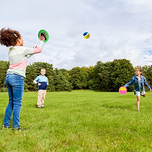 Weehoey Beach Games - Kids Toys - Outdoor Games for Kids, Toss and Catch Ball Set with 6 Paddles 3 Balls, Toys for 3 4 5 6 7 8+ Year Old Boys Girls Christmas Birthday Gifts - color: Blue+green+pink