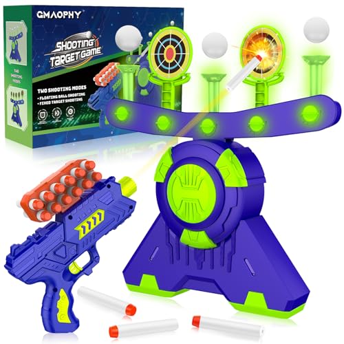 GMAOPHY Shooting Games Toy Gift for Age 5, 6, 7, 8, 9, 10+ Years Old Kids, Glow in The Dark Boy Gift Floating Ball Targets with Foam Dart Toy Blaster, 10 Balls 5 Targets