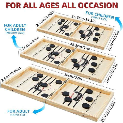 HELLO PAPAYA Foldable Fast Sling Puck Game with Chess Board and Checkers Board, Tic Tac Toe. Wooden Air Hockey Family Night,Table Games Gifts for Adults and Kids - size: X-Large