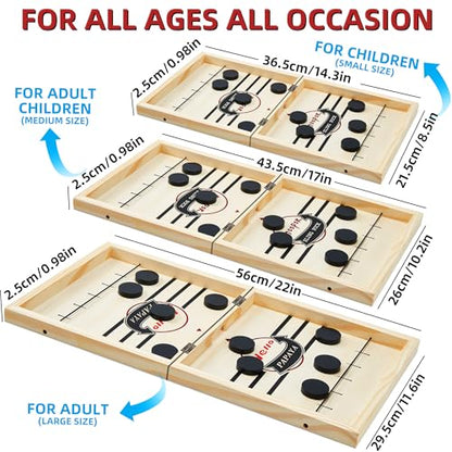 HELLO PAPAYA Foldable Fast Sling Puck Game with Chess Board and Checkers Board, Tic Tac Toe. Wooden Air Hockey Family Night,Table Games Gifts for Adults and Kids - size: X-Large