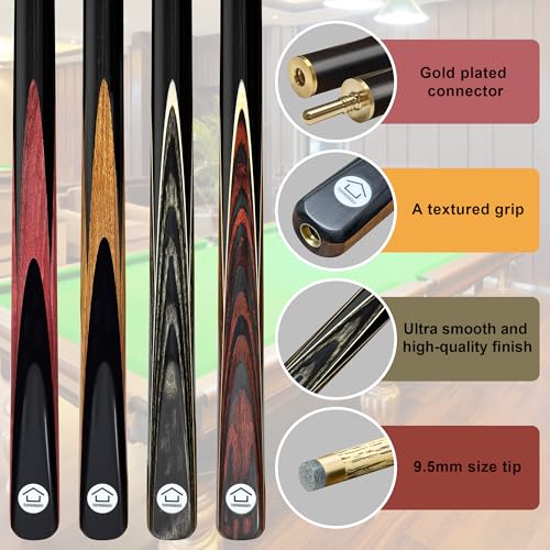 HomeSeason 57inch Snooker Cue Stick 18oz 3/4 Jointed Pool Cue, with Extension, Cue Case, Durable Ash Wood and Red Maple Construction Billiards Cue - color: HSS02
