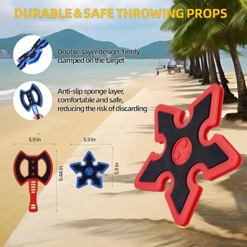 Throwing Axe for Bristle Throwing Targe,8pcs Plastic Axes, 8pcs Throwing Stars - style: 8 Ninja Stars