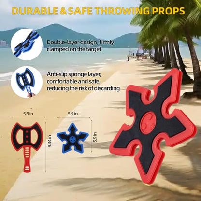 Throwing Axe for Bristle Throwing Targe,8pcs Plastic Axes, 8pcs Throwing Stars - style: 16 Axes&Stars
