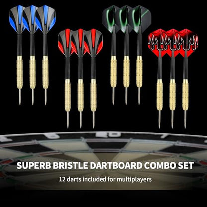 Dartboard with Staple-Free Bullseye Easily Recognizable Numbers 18g Steel Tip Darts Set 12 Steel Tip Darts 18g Mounting Kits Include - style: DB - N