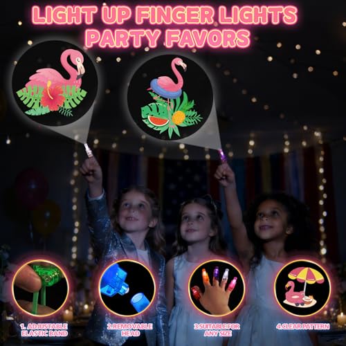 36 Pack Summer Flamingo Party Favors LED Finger Lights, Glow in The Dark Finger Flashlights for Kids Birthday Party Goodie Bag Stuffers, Tropical Themed Party Supplies - style: Flamingo