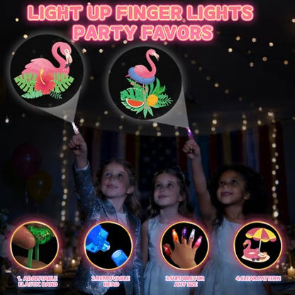 36 Pack Summer Flamingo Party Favors LED Finger Lights, Glow in The Dark Finger Flashlights for Kids Birthday Party Goodie Bag Stuffers, Tropical Themed Party Supplies - style: Flamingo