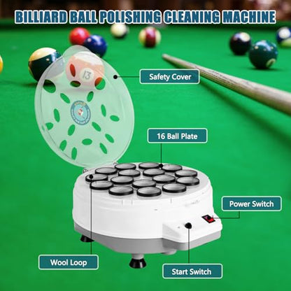 Pool Ball Cleaner,110V Automatic Billiard Ball Cleaner,Pool Ball Cleaner Machine,Electronic Pool Balls Polishing for 16 Billiard and Snooker Balls