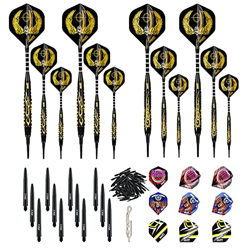 ONE80 Soft Tip Darts Set, 16grams, 12 Pack Steel/Brass Barrel, with Extra Flights, Aluminum Shafts, Flight Protectors and Tool Kit … - style: Brass Barrel