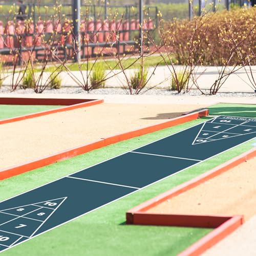 Silipull 1 Pack Shuffleboard Tabletop Game Board 30 x 180 Inch Shuffleboard Court PVC Family Board Curling Game Equipment Blue for Home Indoor Outdoor