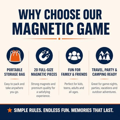 Magnet Game with String, 20 Full-Size Magnetic Stones & 3 Ropes, Portable Magnetic Chess Strategy Game for Family Game Night, Party, Travel, Camping, Kids, Teens & Adults